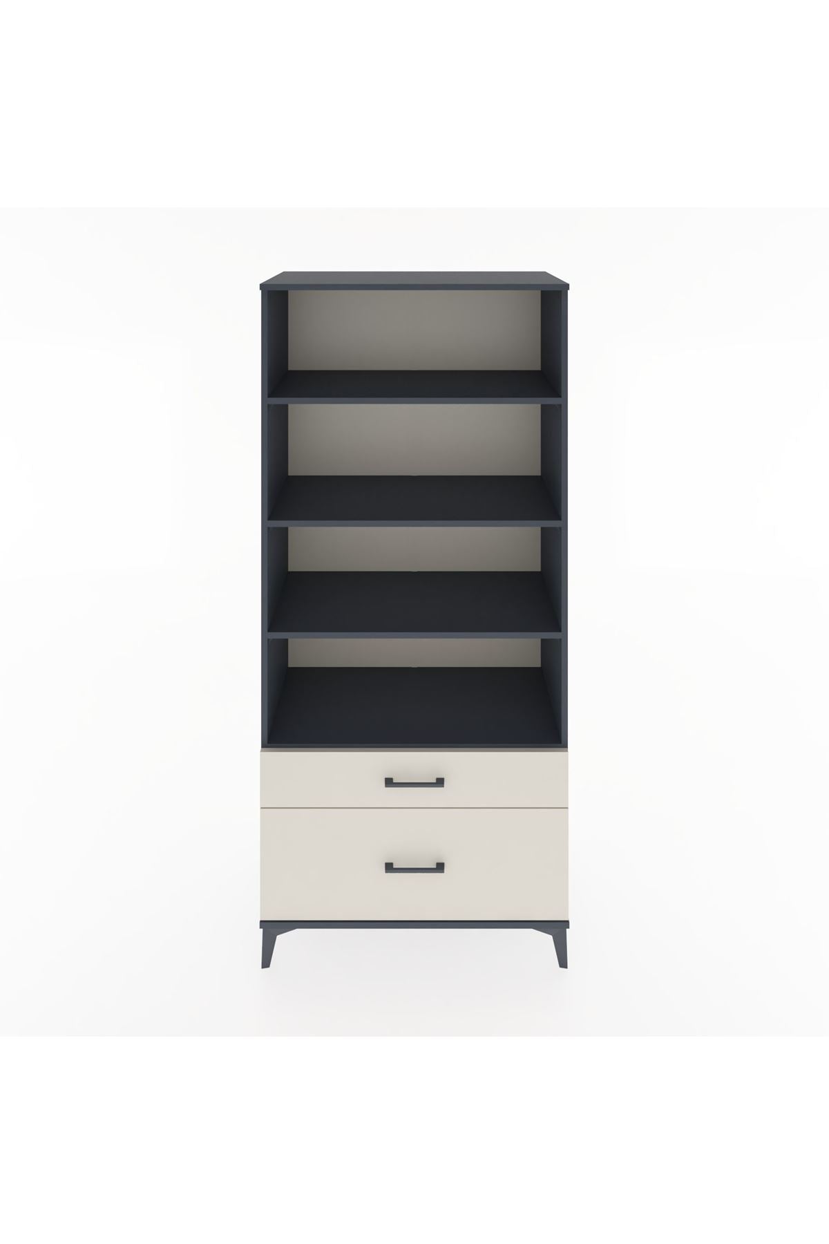 Hyperion Dolap 4 Raflı 2 Çekmeceli 88x44x195 Antrasit-Aytaşı