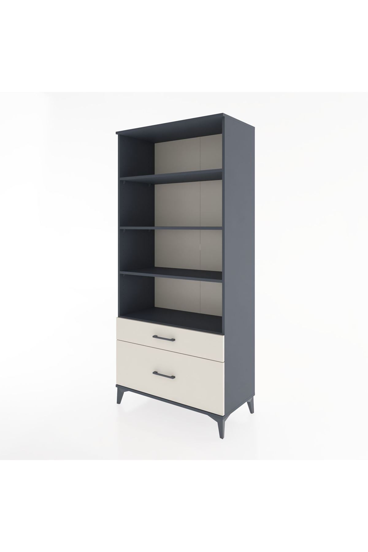 Hyperion Dolap 4 Raflı 2 Çekmeceli 88x44x195 Antrasit-Aytaşı