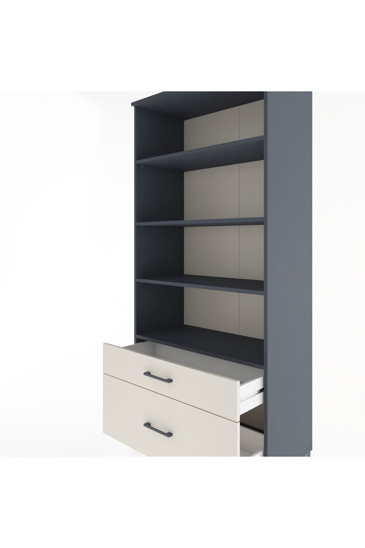 Hyperion Dolap 4 Raflı 2 Çekmeceli 88x44x195 Antrasit-Aytaşı