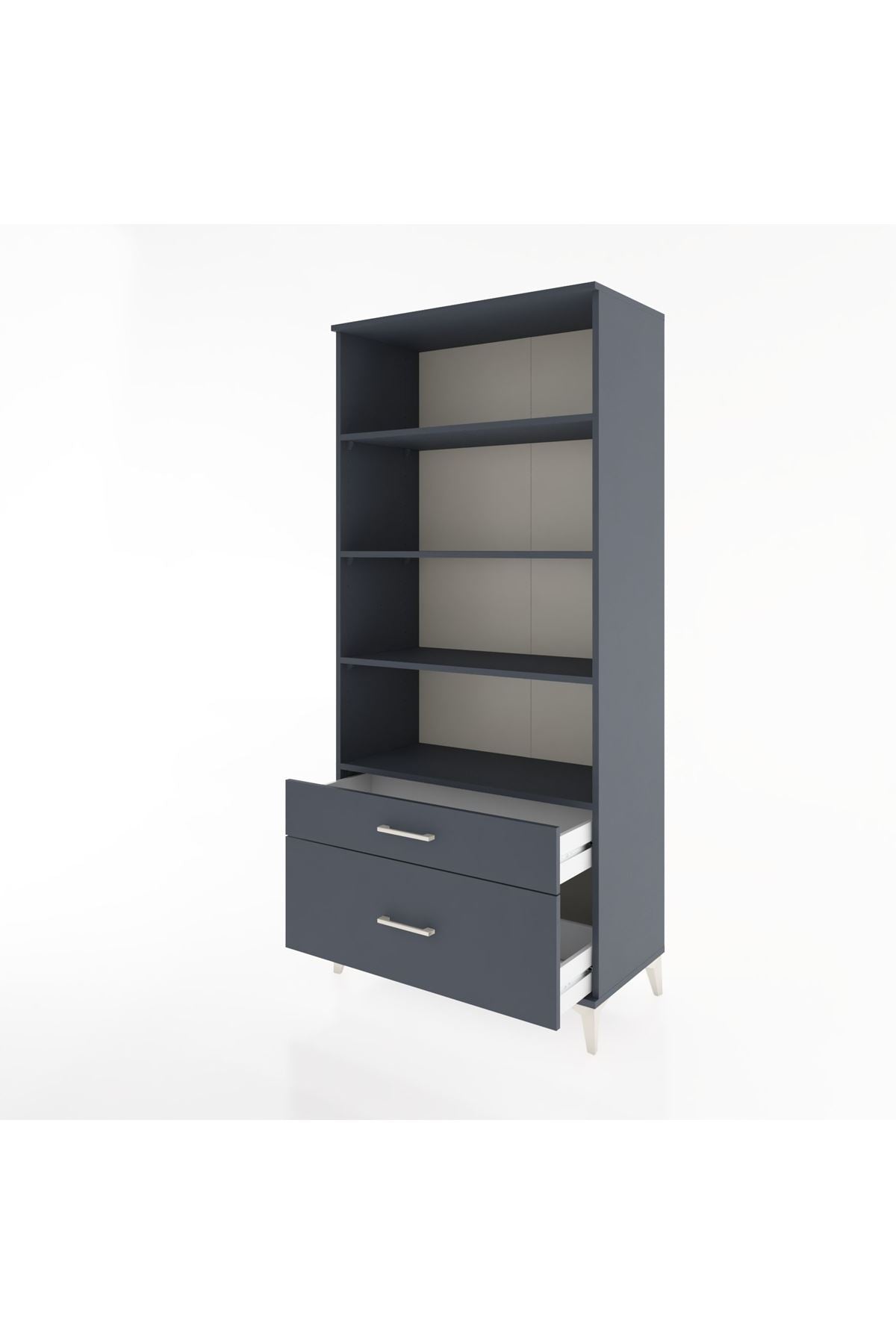 Hyperion Dolap 4 Raflı 2 Çekmeceli 88x44x195 Antrasit-Antrasit