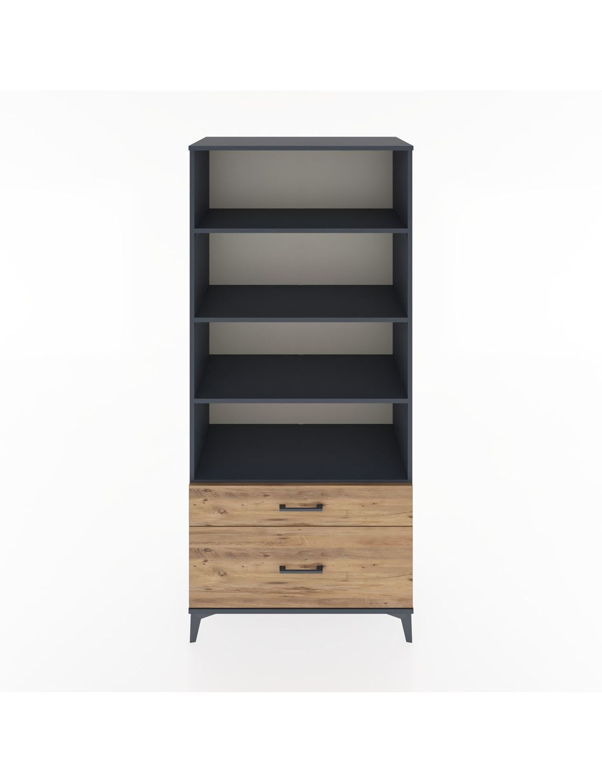 Hyperion Dolap 4 Raflı 2 Çekmeceli 88x44x195 Antrasit-Çam