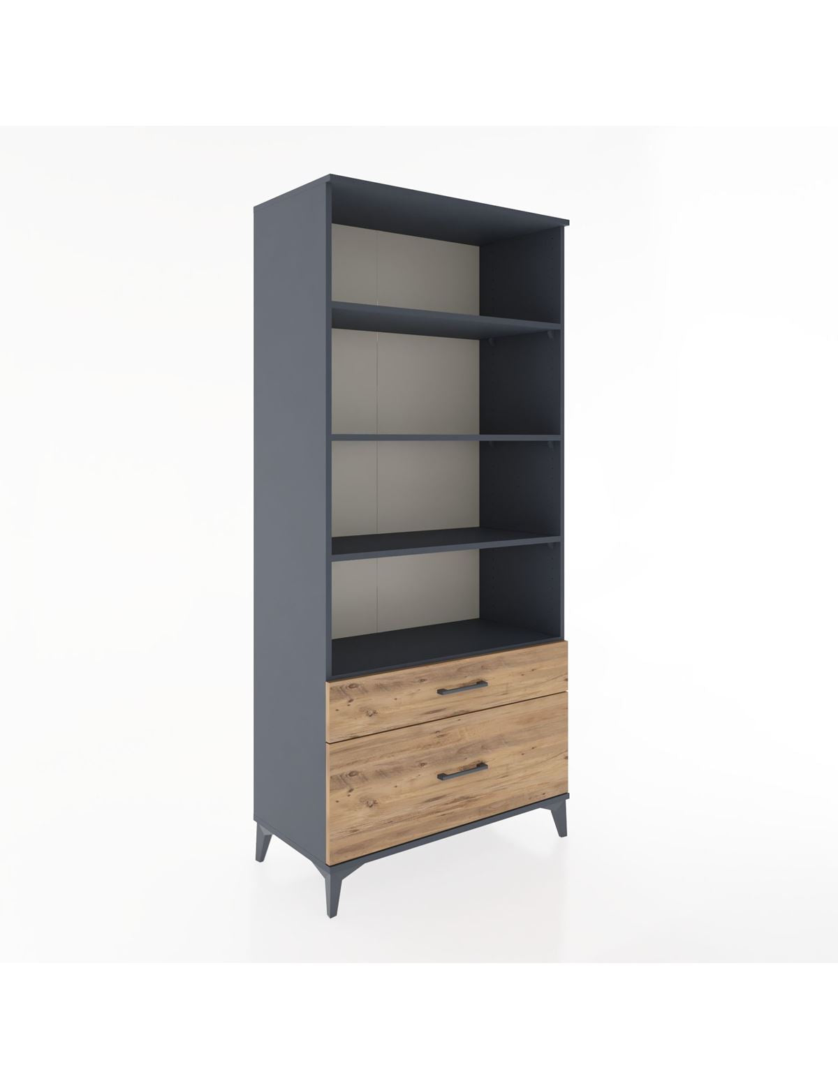 Hyperion Dolap 4 Raflı 2 Çekmeceli 88x44x195 Antrasit-Çam