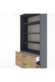 Hyperion Dolap 4 Raflı 2 Çekmeceli 88x44x195 Antrasit-Çam