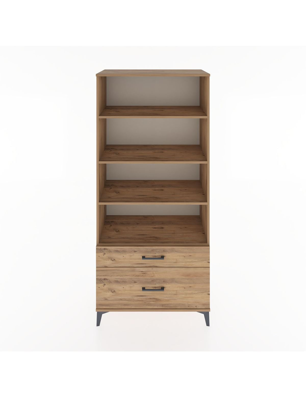 Hyperion Dolap 4 Raflı 2 Çekmeceli 88x44x195 Çam-Çam