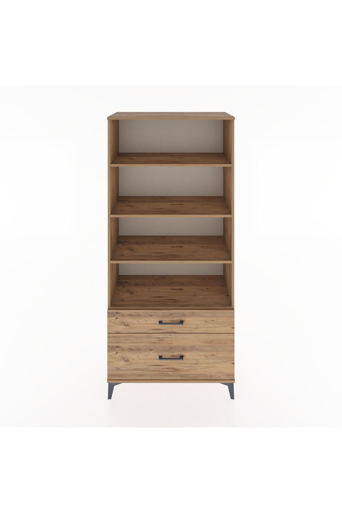 Hyperion Dolap 4 Raflı 2 Çekmeceli 88x44x195 Çam-Çam