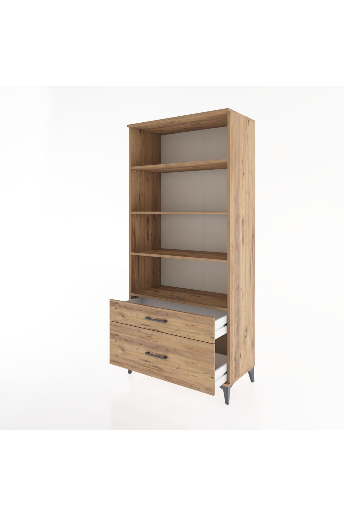 Hyperion Dolap 4 Raflı 2 Çekmeceli 88x44x195 Çam-Çam