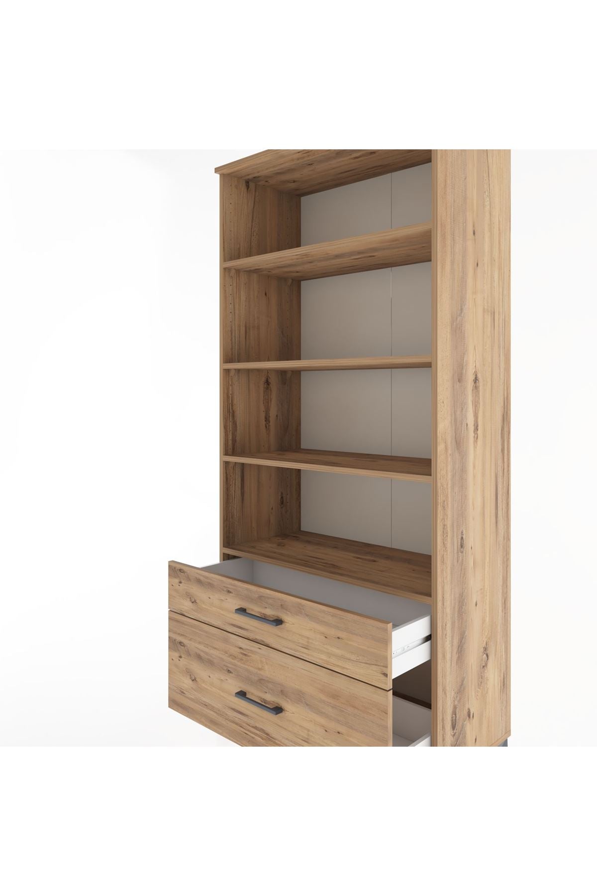 Hyperion Dolap 4 Raflı 2 Çekmeceli 88x44x195 Çam-Çam