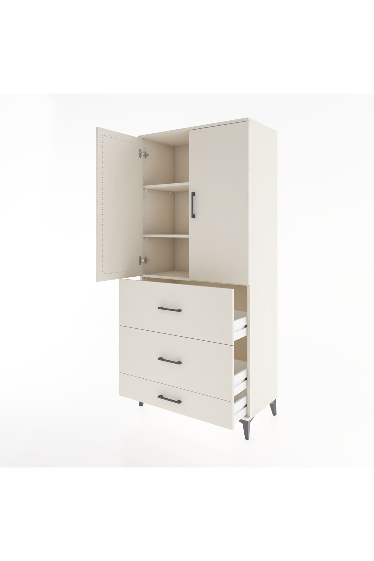 Hyperion Dolap 3 Raflı 3 Çekmeceli 2 Kapaklı 88x44x195 Aytaşı-Aytaşı