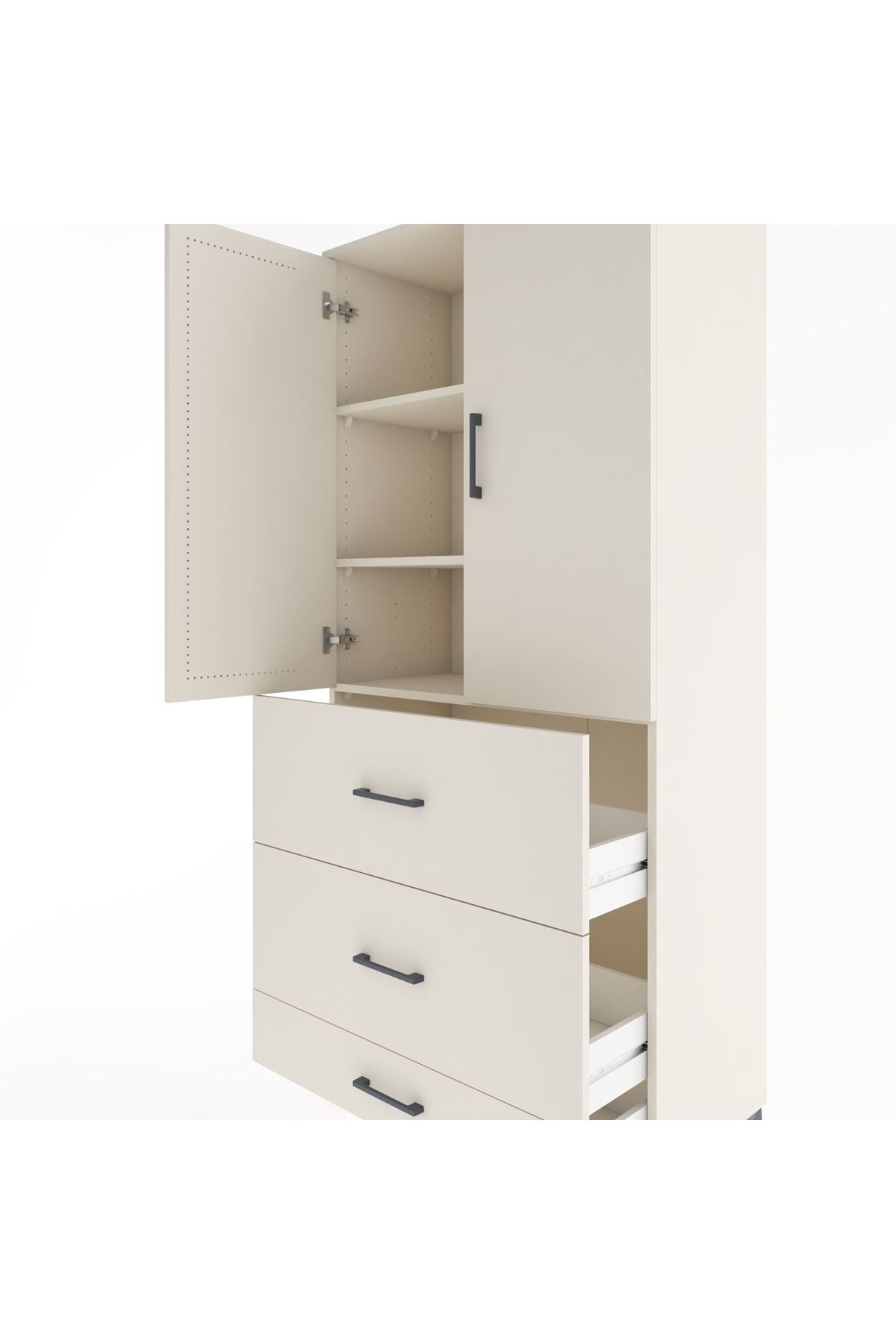 Hyperion Dolap 3 Raflı 3 Çekmeceli 2 Kapaklı 88x44x195 Aytaşı-Aytaşı