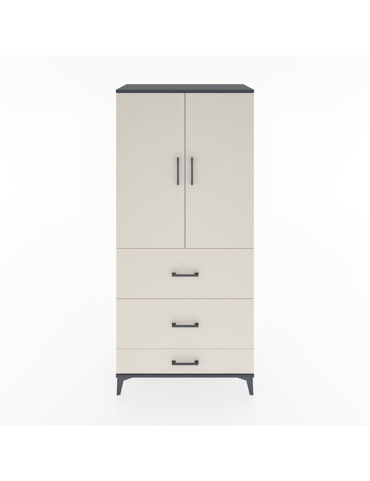 Hyperion Dolap 3 Raflı 3 Çekmeceli 2 Kapaklı 88x44x195 Antrasit-Aytaşı