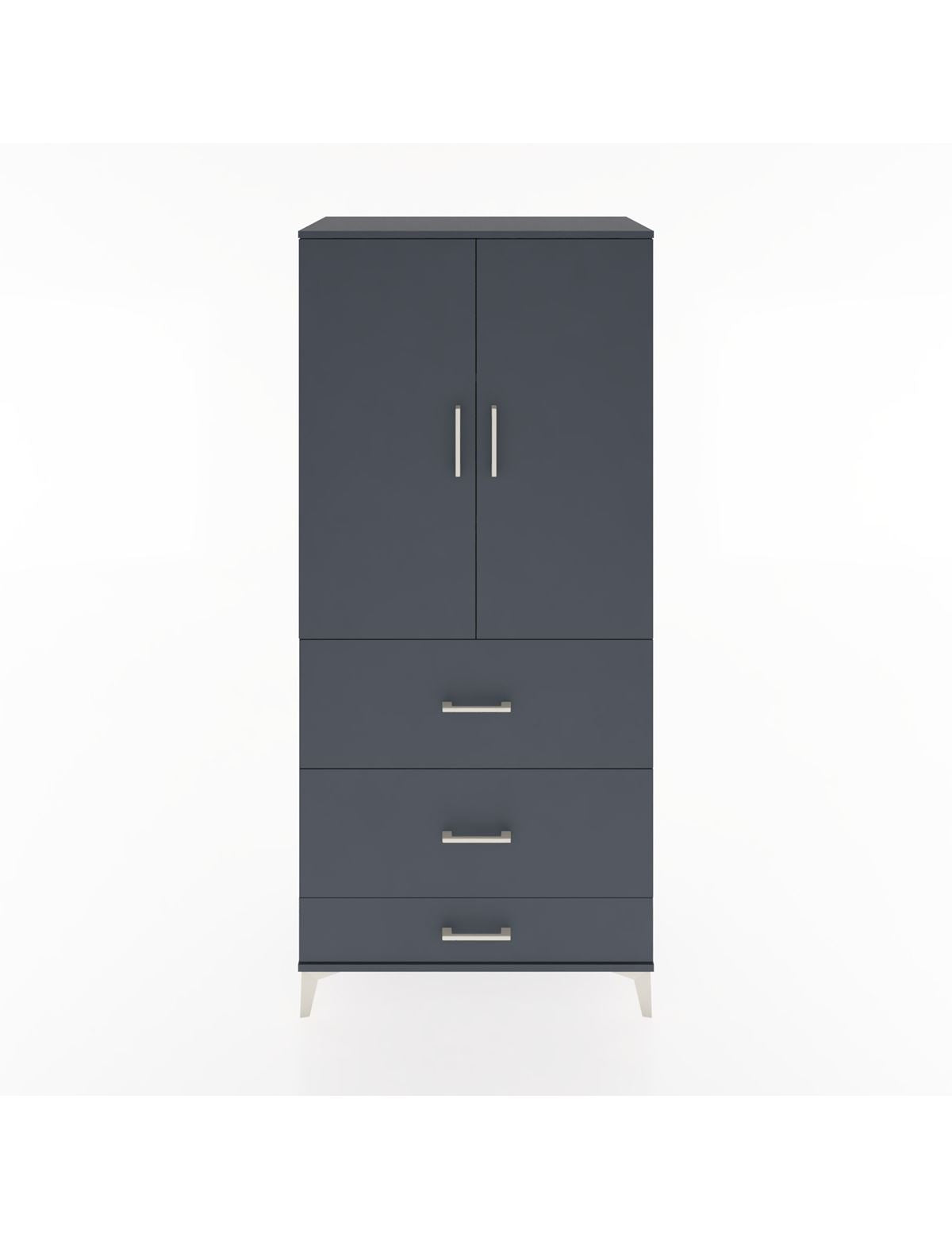 Hyperion Dolap 3 Raflı 3 Çekmeceli 2 Kapaklı 88x44x195 Antrasit-Antrasit