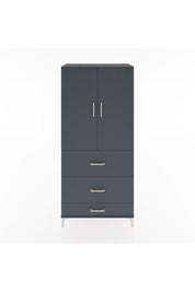 Hyperion Dolap 3 Raflı 3 Çekmeceli 2 Kapaklı 88x44x195 Antrasit-Antrasit