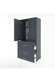 Hyperion Dolap 3 Raflı 3 Çekmeceli 2 Kapaklı 88x44x195 Antrasit-Antrasit