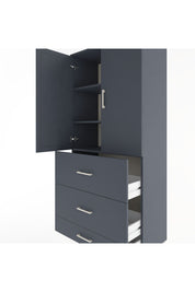 Hyperion Dolap 3 Raflı 3 Çekmeceli 2 Kapaklı 88x44x195 Antrasit-Antrasit