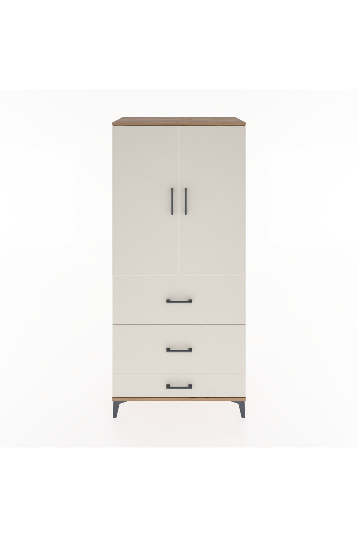 Hyperion Dolap 3 Raflı 3 Çekmeceli 2 Kapaklı 88x44x195 Çam-Aytaşı