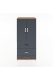 Hyperion Dolap 3 Raflı 3 Çekmeceli 2 Kapaklı 88x44x195 Çam-Antrasit