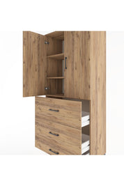 Hyperion Dolap 3 Raflı 3 Çekmeceli 2 Kapaklı 88x44x195 Çam-Çam