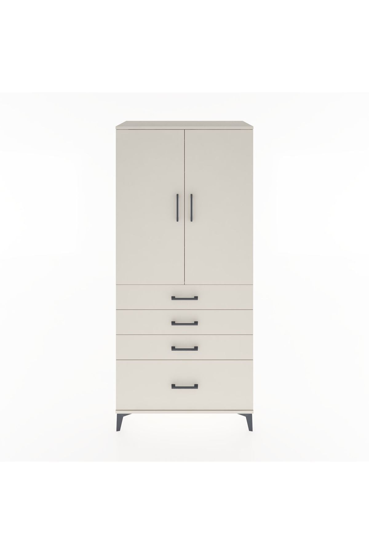 Hyperion Dolap Tek Raflı 4 Çekmeceli Tek Askılı 88x44x195 Aytaşı-Aytaşı