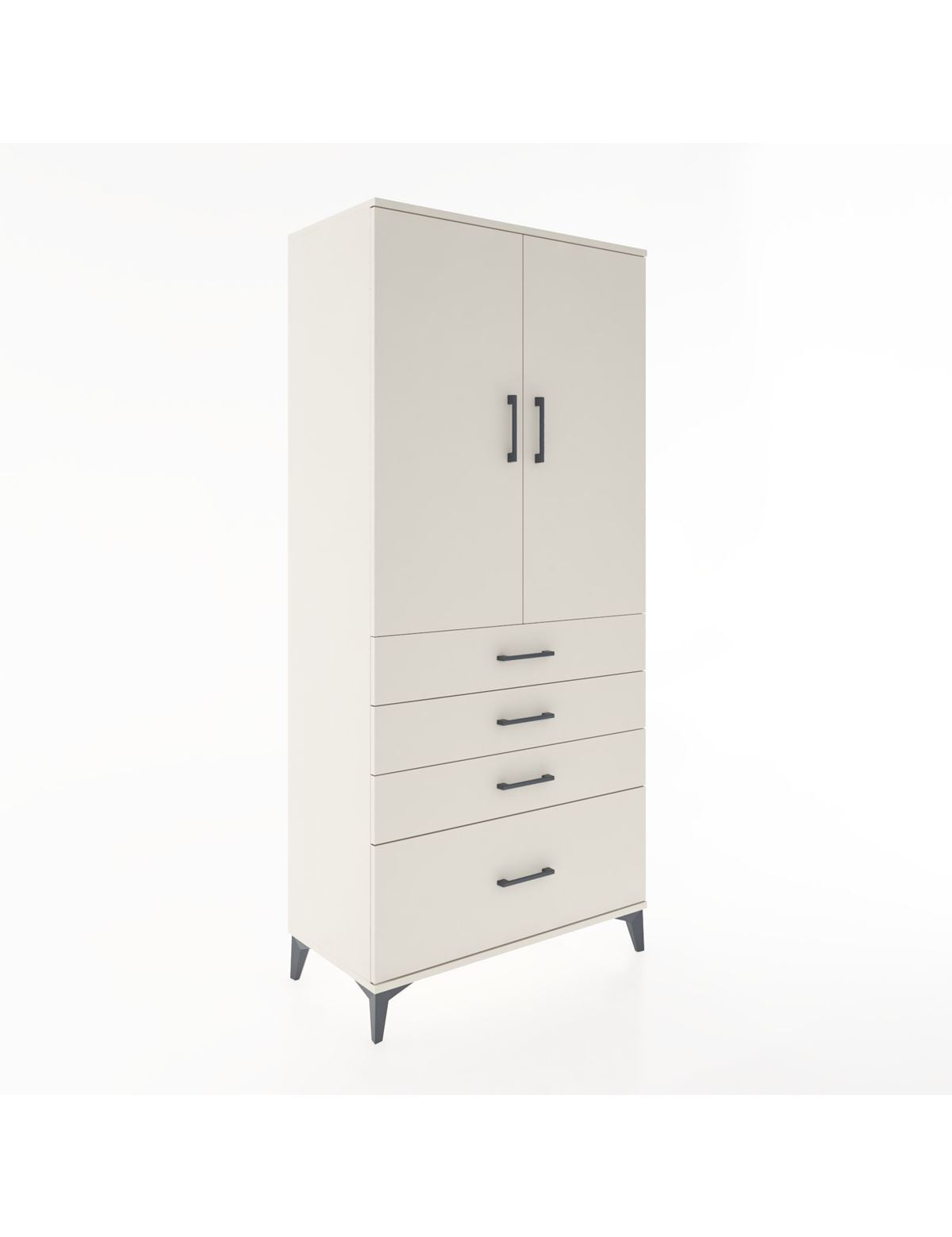 Hyperion Dolap Tek Raflı 4 Çekmeceli Tek Askılı 88x44x195 Aytaşı-Aytaşı