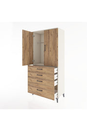 Hyperion Dolap Tek Raflı 4 Çekmeceli Tek Askılı 88x44x195 Aytaşı-Çam
