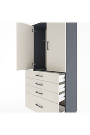 Hyperion Dolap Tek Raflı 4 Çekmeceli Tek Askılı 88x44x195 Antrasit-Aytaşı