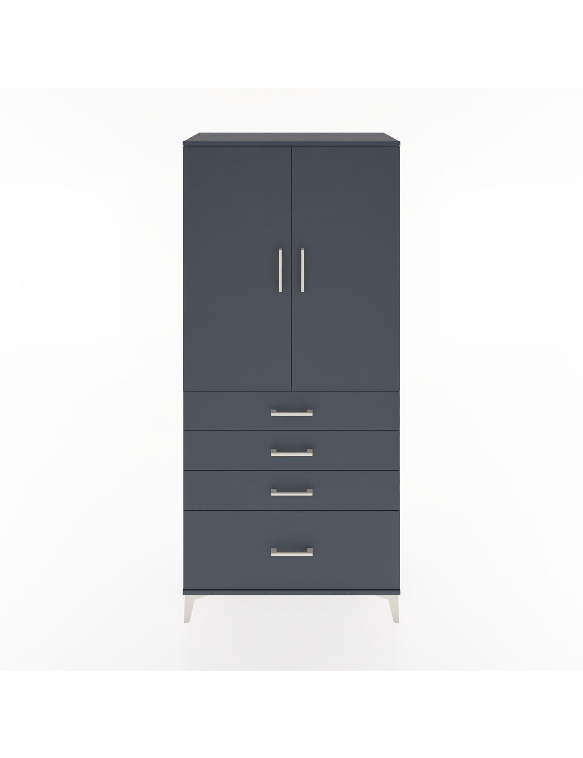 Hyperion Dolap Tek Raflı 4 Çekmeceli Tek Askılı 88x44x195 Antrasit-Antrasit