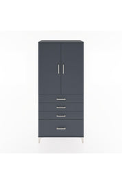 Hyperion Dolap Tek Raflı 4 Çekmeceli Tek Askılı 88x44x195 Antrasit-Antrasit