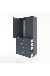 Hyperion Dolap Tek Raflı 4 Çekmeceli Tek Askılı 88x44x195 Antrasit-Antrasit