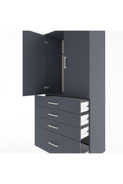 Hyperion Dolap Tek Raflı 4 Çekmeceli Tek Askılı 88x44x195 Antrasit-Antrasit