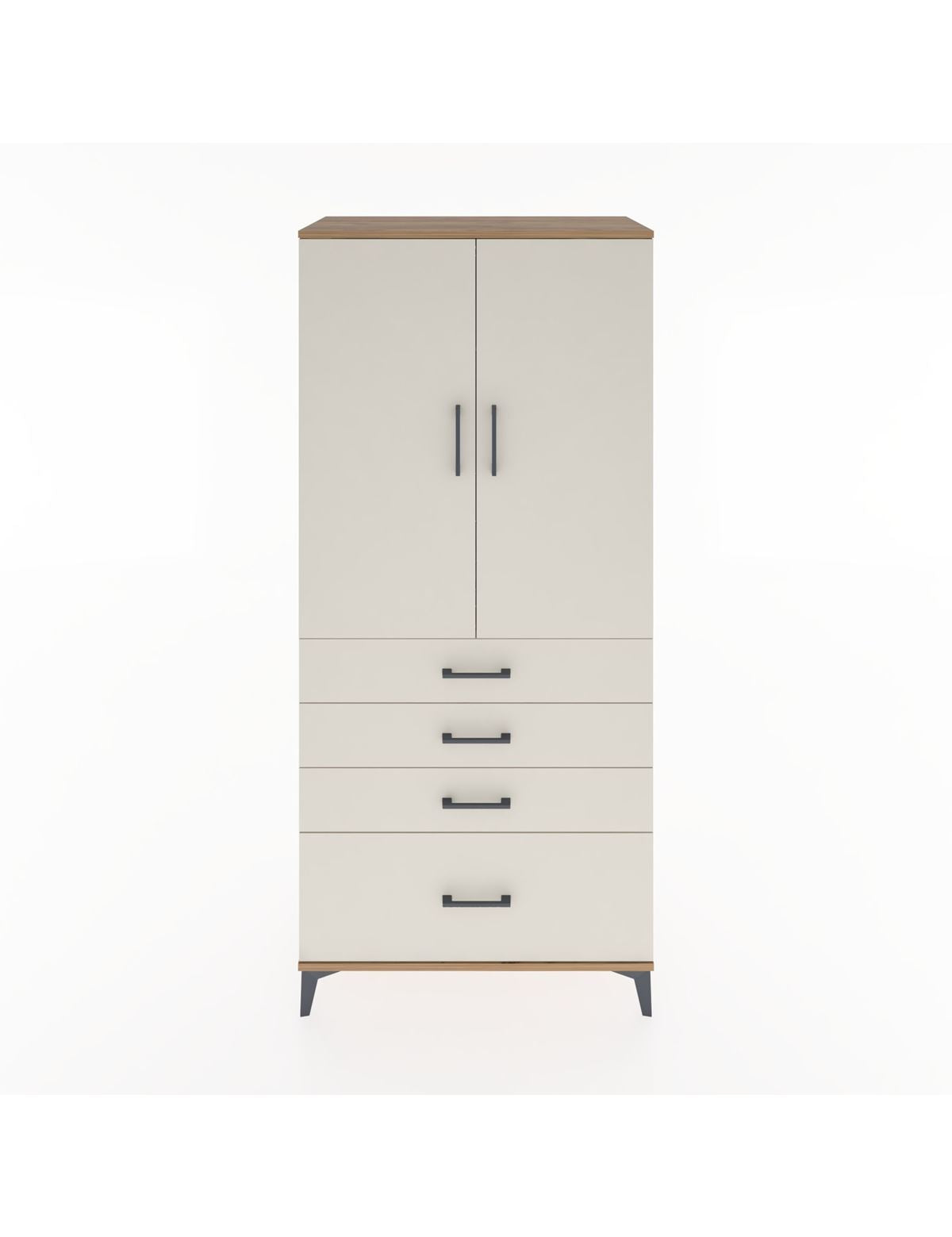 Hyperion Dolap Tek Raflı 4 Çekmeceli Tek Askılı 88x44x195 Çam-Aytaşı