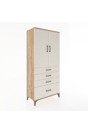 Hyperion Dolap Tek Raflı 4 Çekmeceli Tek Askılı 88x44x195 Çam-Aytaşı