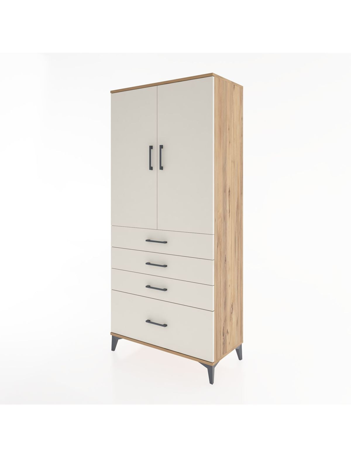 Hyperion Dolap Tek Raflı 4 Çekmeceli Tek Askılı 88x44x195 - S60M053V7B