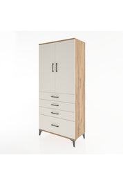 Hyperion Dolap Tek Raflı 4 Çekmeceli Tek Askılı 88x44x195 Çam-Aytaşı