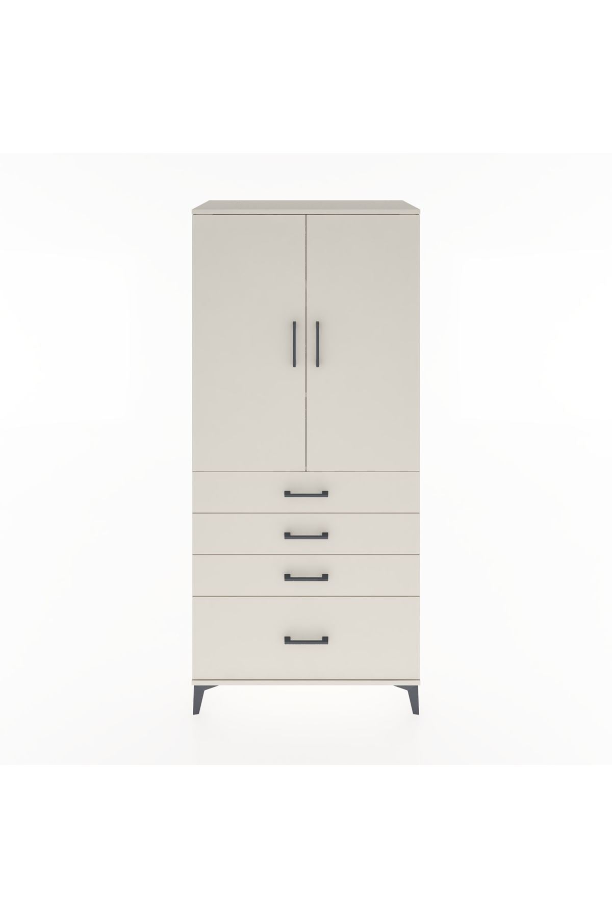 Hyperion Dolap 3 Raflı 4 Çekmeceli 2 Kapaklı 88x44x195 Aytaşı-Aytaşı