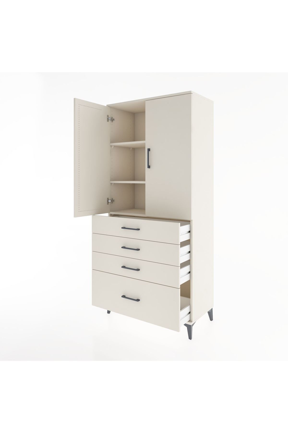 Hyperion Dolap 3 Raflı 4 Çekmeceli 2 Kapaklı 88x44x195 Aytaşı-Aytaşı