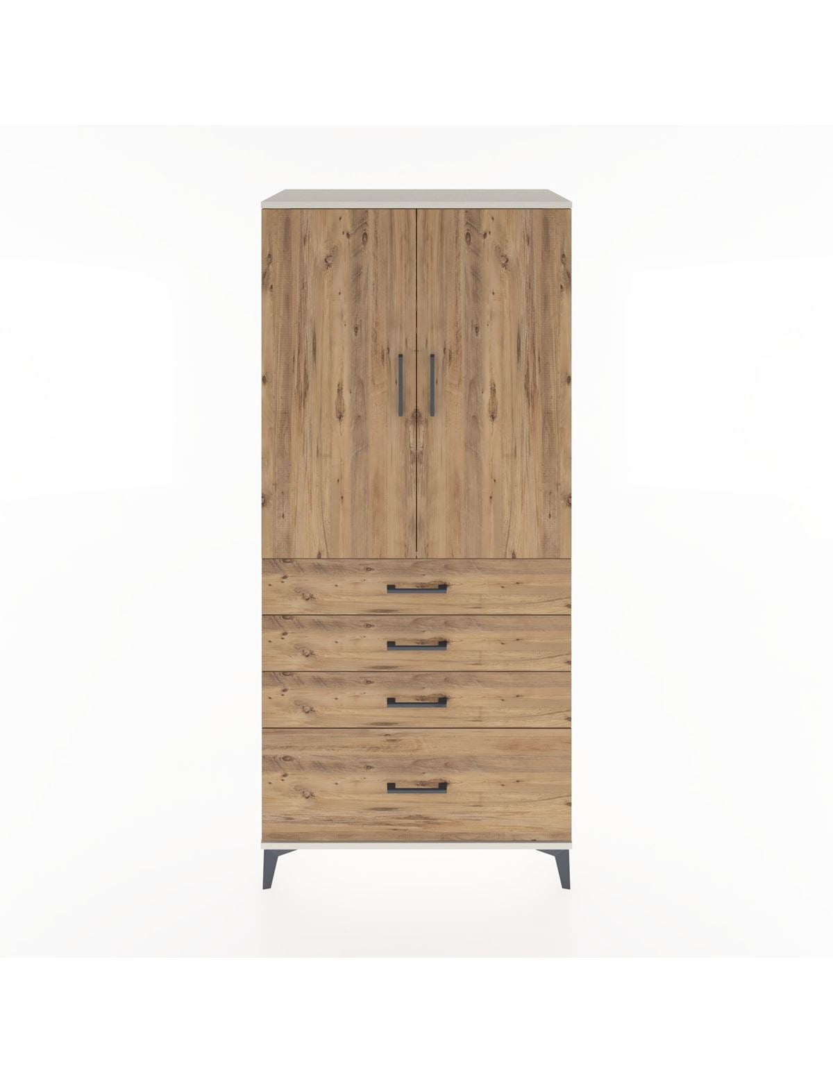 Hyperion Dolap 3 Raflı 4 Çekmeceli 2 Kapaklı 88x44x195 Aytaşı-Çam