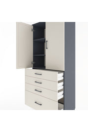 Hyperion Dolap 3 Raflı 4 Çekmeceli 2 Kapaklı 88x44x195 Antrasit-Aytaşı