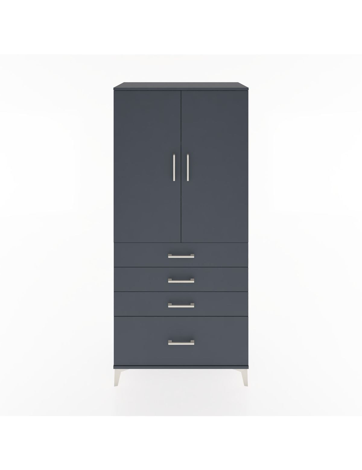 Hyperion Dolap 3 Raflı 4 Çekmeceli 2 Kapaklı 88x44x195 Antrasit-Antrasit