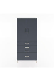 Hyperion Dolap 3 Raflı 4 Çekmeceli 2 Kapaklı 88x44x195 Antrasit-Antrasit