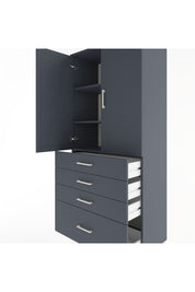 Hyperion Dolap 3 Raflı 4 Çekmeceli 2 Kapaklı 88x44x195 Antrasit-Antrasit