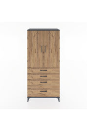 Hyperion Dolap 3 Raflı 4 Çekmeceli 2 Kapaklı 88x44x195 Antrasit-Çam