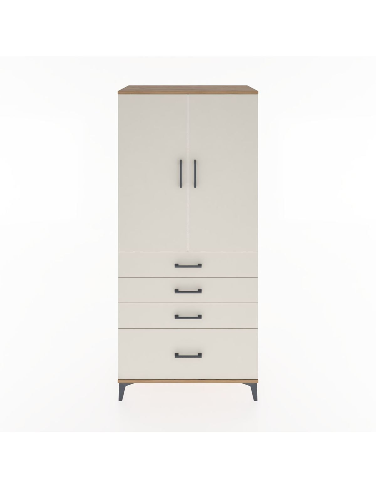 Hyperion Dolap 3 Raflı 4 Çekmeceli 2 Kapaklı 88x44x195 Çam-Aytaşı