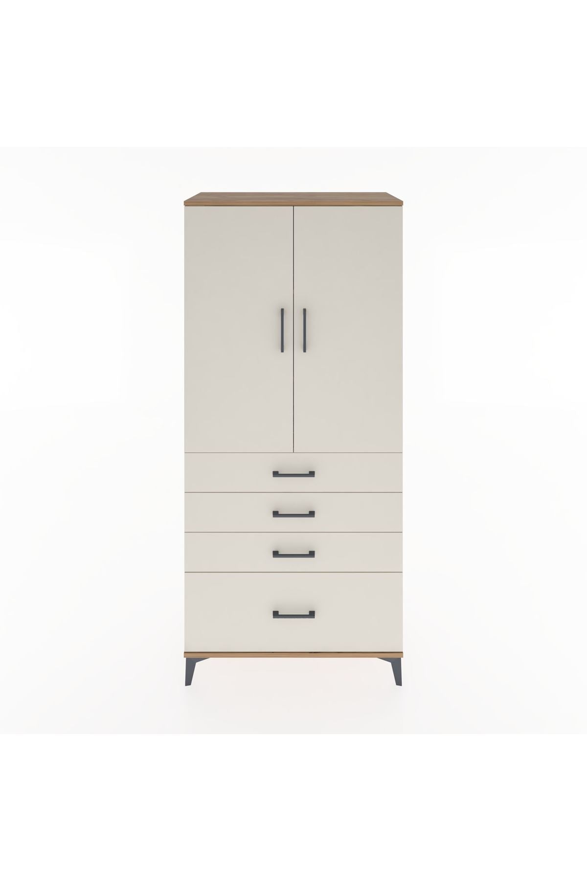 Hyperion Dolap 3 Raflı 4 Çekmeceli 2 Kapaklı 88x44x195 Çam-Aytaşı