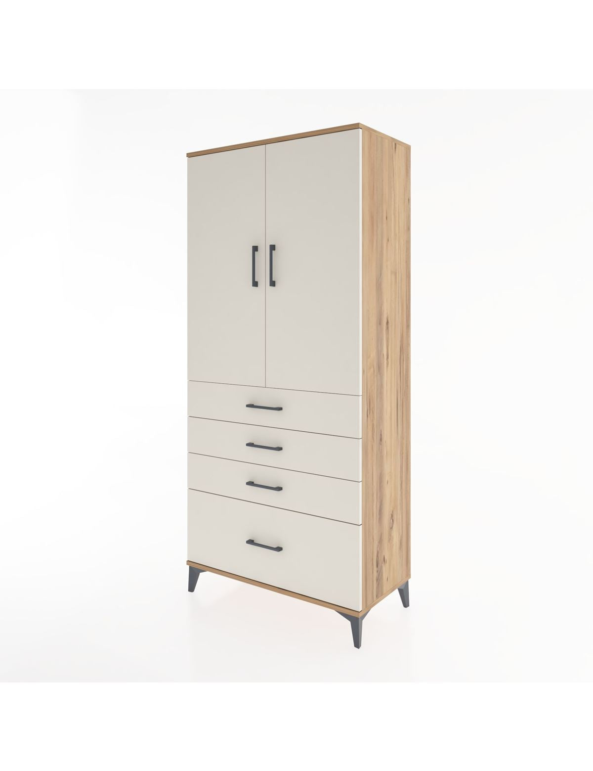 Hyperion Dolap 3 Raflı 4 Çekmeceli 2 Kapaklı 88x44x195 - S60M054V7B