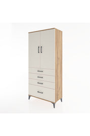 Hyperion Dolap 3 Raflı 4 Çekmeceli 2 Kapaklı 88x44x195 Çam-Aytaşı