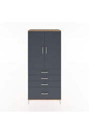 Hyperion Dolap 3 Raflı 4 Çekmeceli 2 Kapaklı 88x44x195 Çam-Antrasit