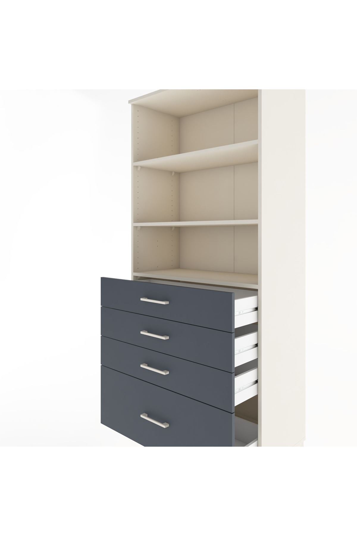 Hyperion Dolap 3 Raflı 4 Çekmeceli 88x44x195 Aytaşı-Antrasit