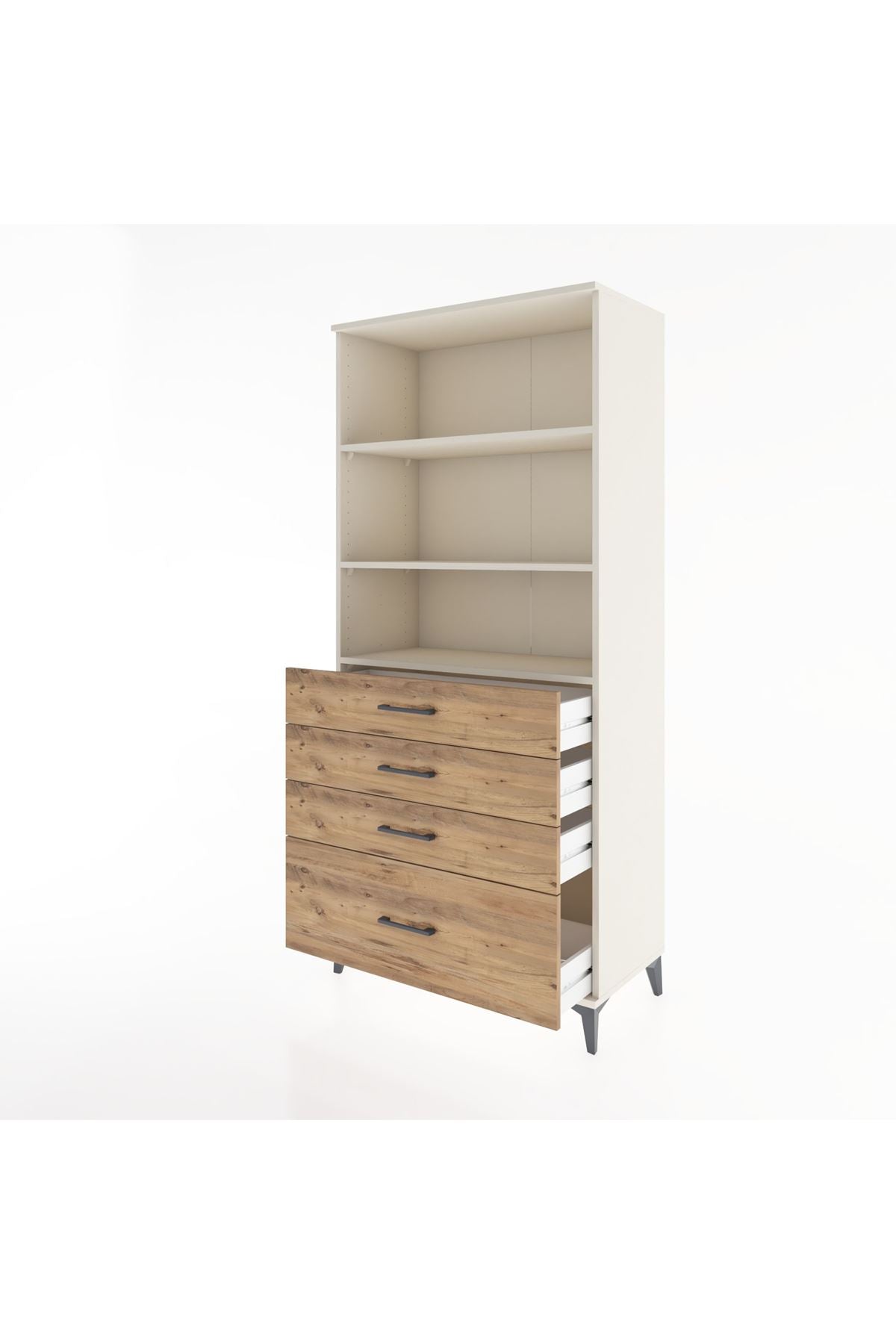 Hyperion Dolap 3 Raflı 4 Çekmeceli 88x44x195 Aytaşı-Çam