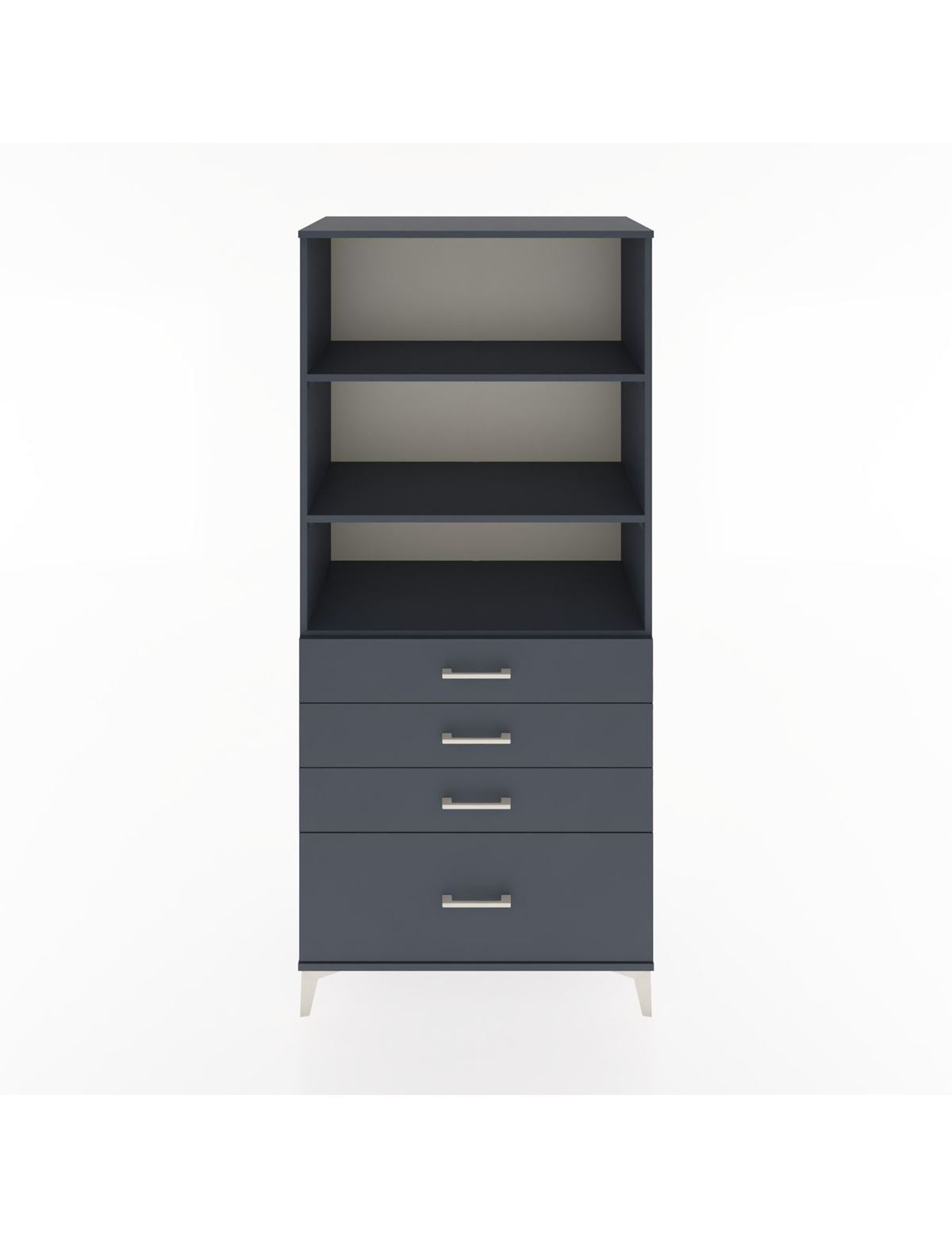 Hyperion Dolap 3 Raflı 4 Çekmeceli 88x44x195 Antrasit-Antrasit