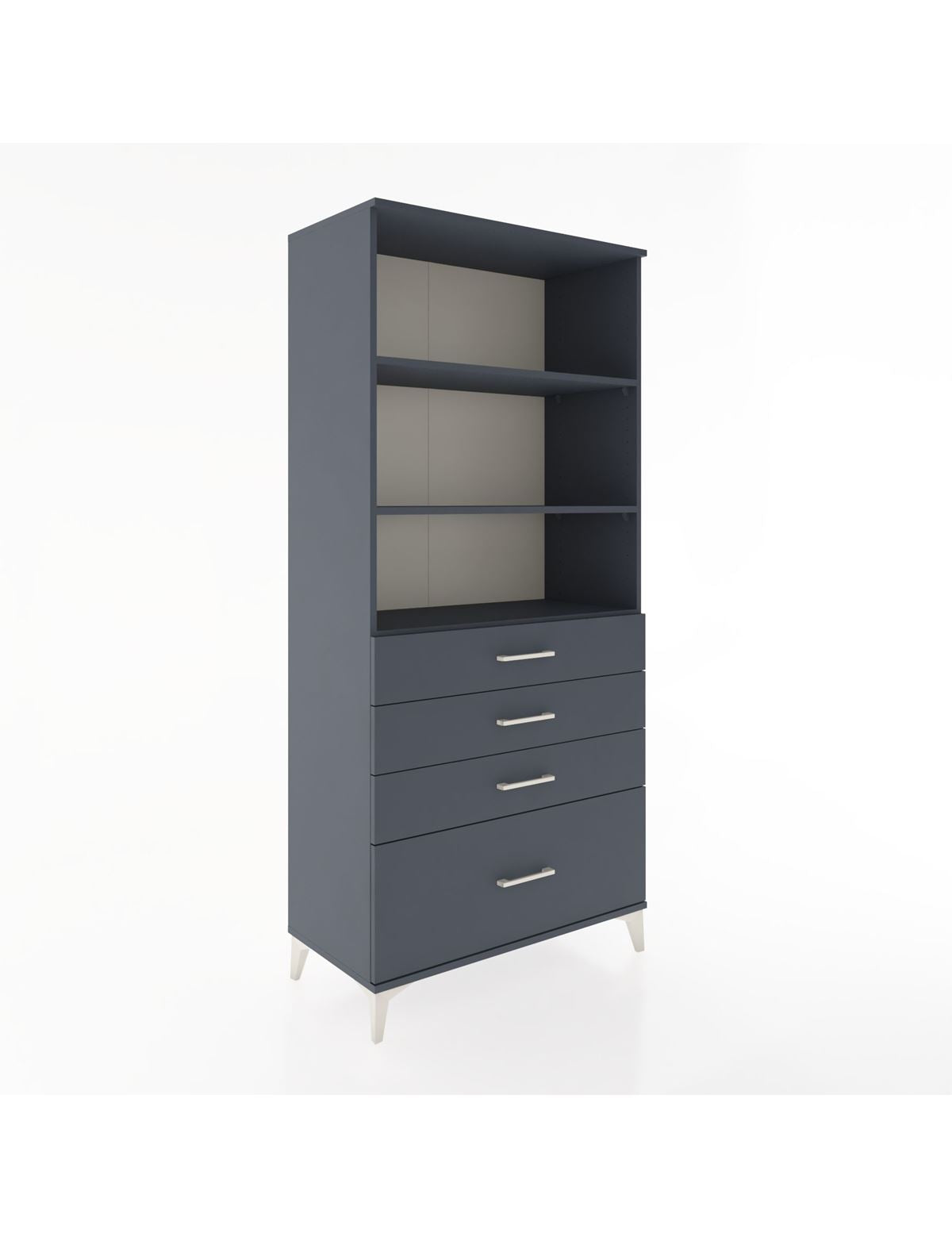 Hyperion Dolap 3 Raflı 4 Çekmeceli 88x44x195 Antrasit-Antrasit